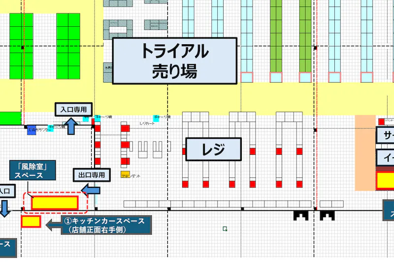【メガセンタートライアル上熊本店】【ナイトプラン】②キッチンカースペース（店舗正面左）