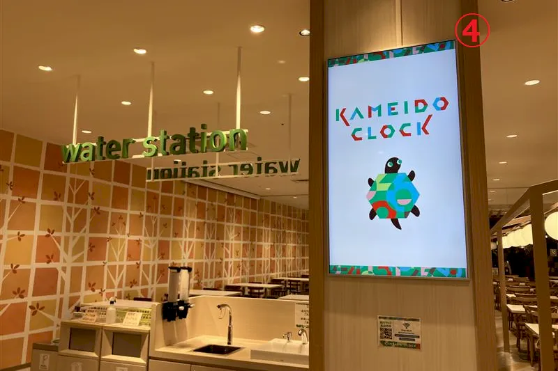 【KAMEIDO CLOCK】4Fフードコート　55インチデジタルサイネージ　5面セット