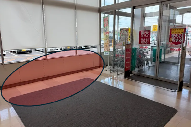 【ベイシア 大網白里店】食品入口前スペース　販促プロモーションに最適なスーパー店内催事イベントスペース