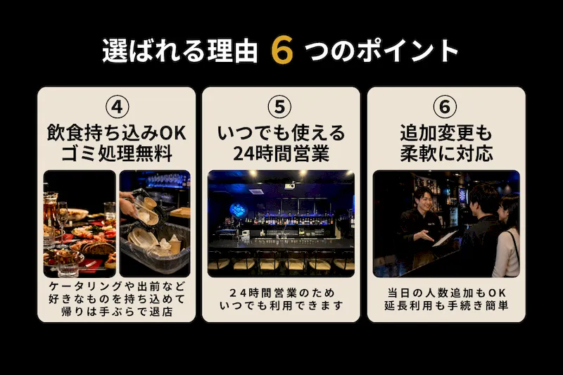 【心斎橋駅5分】ロケや撮影会等の撮影用途やオフ会等のイベント、オフサイトミーティングに最適なシックな空間のバースペース