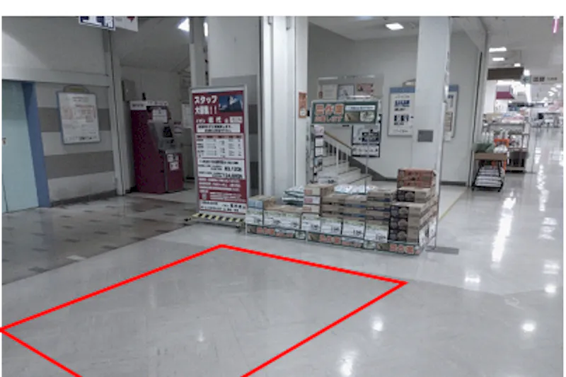 【イオン能代店】1F食品入り口側エレベーター前催事場 販促プロモーションや物販に最適なスーパー店内催事イベントスペース
