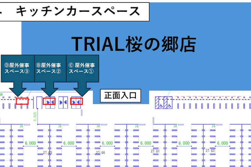 【メガセンタートライアル桜の郷店】キッチンカーや物販の出店が可能な Ⓓ 屋外催事スペース②