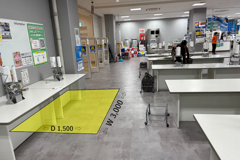 【メガセンタートライアル中間店】【NEW!】 食物販やPR活動に最適な「②1Fレジアウト【右側】スペース」　ウォーターサーバー催事ご利用いただけません