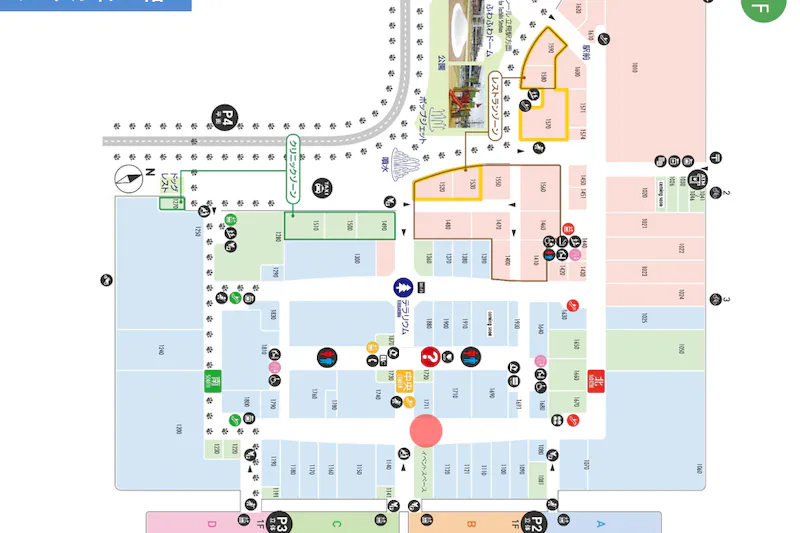 【ららぽーと立川立飛】1階  吹き抜けスペース(立体駐車場側北 )