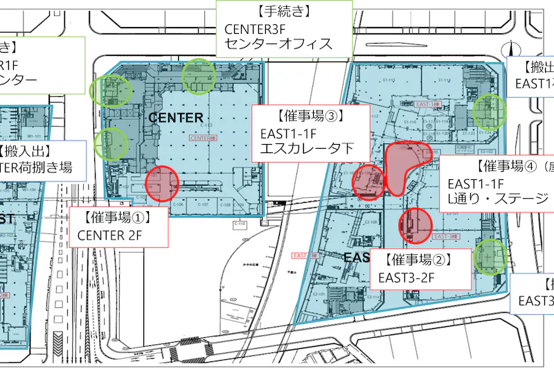 【みのおキューズモール】「⑧L通り Cスペース」各種プロモーションに最適なステージ近くのイベントスペース