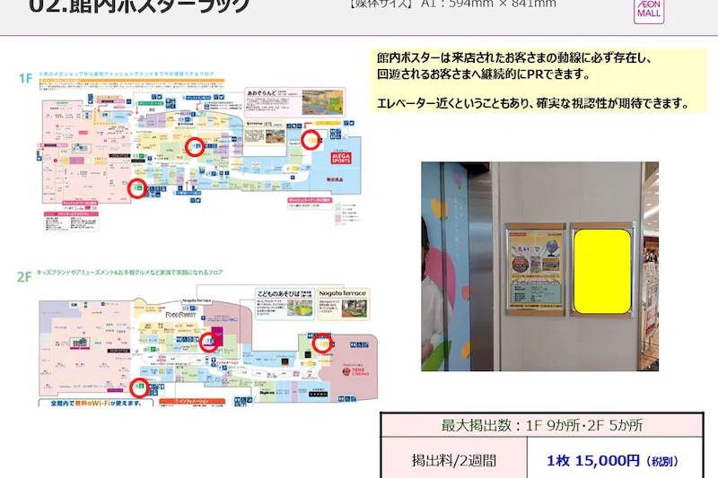【イオンモール直方】モール内広告　館内ポスターラック(エレベーター)