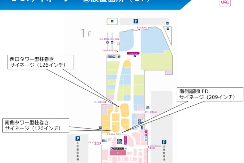【イオンモール座間】モール内広告 デジタルサイネージ(タワー型)