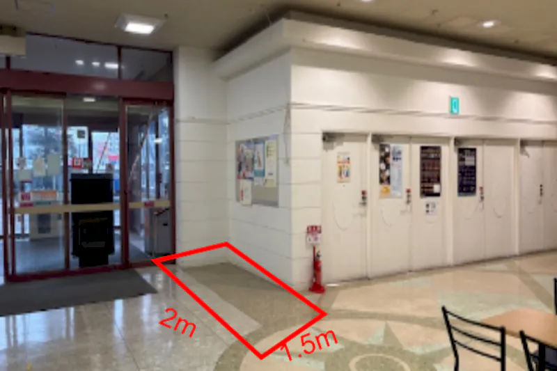 【イオン秋田中央店】1F正面入口 販促プロモーションや物販に最適なスーパー店内催事イベントスペースの画像