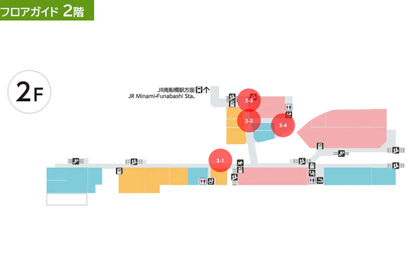 【ららテラスTOKYO-BAY】2F　通路(駅側エレベーター近く)