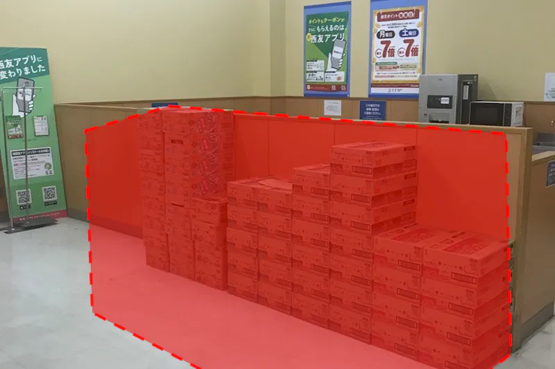 【西友　上山田店】店内入口横　プロモーション用途や物販、食物販のポップアップストアに最適なスーパー店内催事イベントスペース