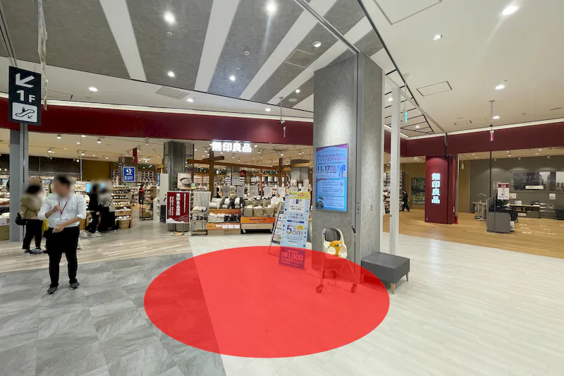 【イオン天王町ショッピングセンター】各種プロモーションイベントに適したショッピングセンター2階大型生活雑貨テナント前にあるイベントスペース
