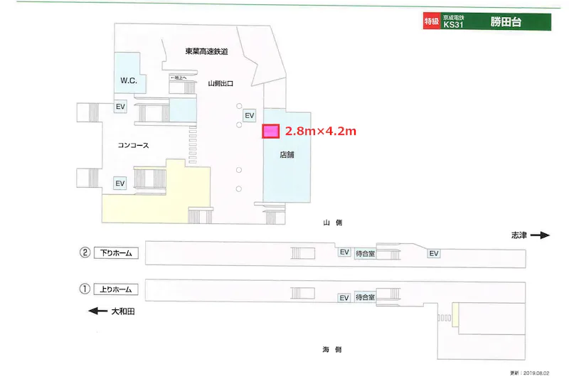 【勝田台駅】食物販やポップアップストアに最適な人の流動が多い改札前コンコース