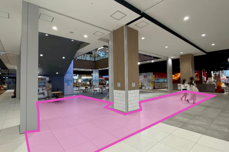 【イオンタウンふじみ野】ポップアップストアやプロモーションイベントに最適な地域密着型のショッピングセンター施設1階エスカレーター下にあるイベントスペースの画像